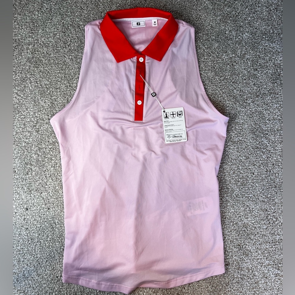 Women’s FootJoy Pink and Red Sleeveless Polo-